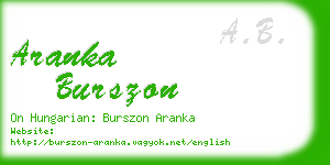 aranka burszon business card